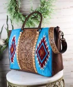 American Darling Concealed Carry Blue Aztec Elvira Tote Handbag Handbags & Wallets