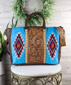 American Darling Concealed Carry Blue Aztec Elvira Tote Handbag Handbags & Wallets