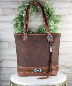 Montana West Concealed Carry Brown Arrow Tote Handbag