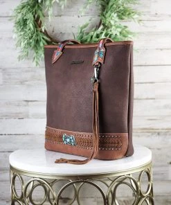 Montana West Concealed Carry Brown Arrow Tote Handbag