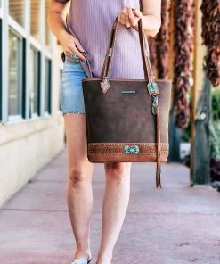 Montana West Concealed Carry Brown Arrow Tote Handbag