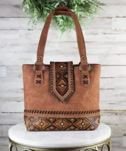 Montana West New Arrivals Concealed Carry Brown Bison Tote Handbag