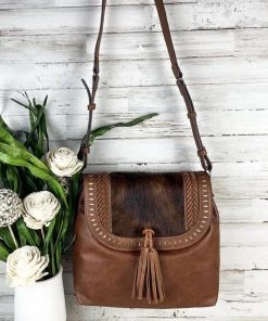 Trenditions Concealed Carry Brown Cowhide Chestnut Crossbody Handbag