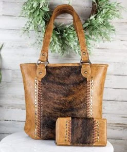 Montana West Concealed Carry Brown Cowhide Liza Handbag & Wallet