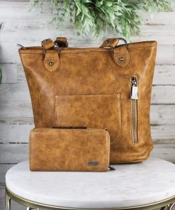 Montana West Concealed Carry Brown Cowhide Liza Handbag & Wallet