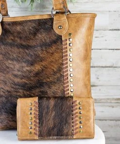 Montana West Concealed Carry Brown Cowhide Liza Handbag & Wallet