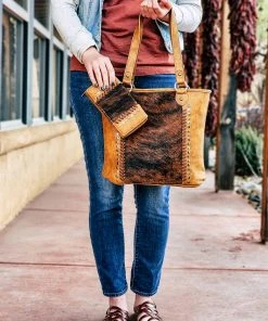 Montana West Concealed Carry Brown Cowhide Liza Handbag & Wallet