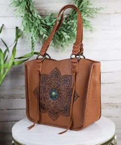 Montana West Concealed Carry Brown Mandala Handbag & Wallet