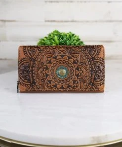 Montana West Concealed Carry Brown Mandala Handbag & Wallet
