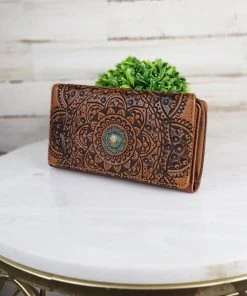 Montana West Concealed Carry Brown Mandala Handbag & Wallet