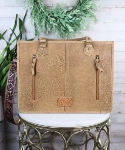 American Darling Handbags & Wallets Concealed Carry Brown Tooled Tote Handbag