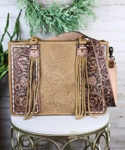 American Darling Handbags & Wallets Concealed Carry Brown Tooled Tote Handbag