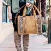 American Darling Handbags & Wallets Concealed Carry Brown Tooled Tote Handbag