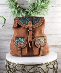 Montana West Concealed Carry Brown Turquoise Pattern Backpack