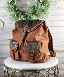 Montana West Concealed Carry Brown Turquoise Pattern Backpack