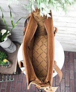 American Darling Concealed Carry Burgundy Aztec Tooled Tote Handbag Handbags & Wallets