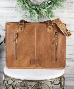 American Darling Handbags & Wallets Concealed Carry Cream Aztec Tooled Tote Handbag