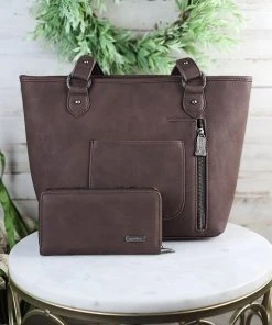 Montana West Concealed Carry Cowhide Coffee Sophia Handbag & Wallet Handbags & Wallets