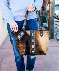Montana West Concealed Carry Cowhide Coffee Sophia Handbag & Wallet Handbags & Wallets