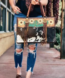 American Darling Concealed Carry Del Rio Floral Tote Cowhide Handbag