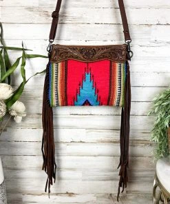 American Darling Concealed Carry Energetic Saddle Blanket Fringe Crossbody Handbag Handbags & Wallets