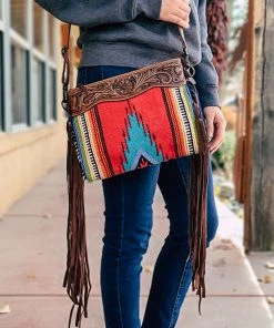 American Darling Concealed Carry Energetic Saddle Blanket Fringe Crossbody Handbag Handbags & Wallets