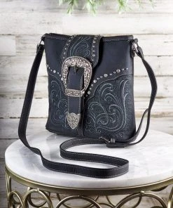 Montana West Concealed Carry Gianna Black Buckle Crossbody Handbag Handbags & Wallets