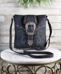 Montana West Concealed Carry Gianna Black Buckle Crossbody Handbag Handbags & Wallets