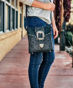 Montana West Concealed Carry Gianna Black Buckle Crossbody Handbag Handbags & Wallets