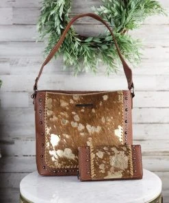 Montana West Gold Metallic Cowhide Concealed Carry Hobo Wallet & Handbag 10 Montana West Concealed Carry Gold Metallic Cowhide Hobo Wallet & Handbag