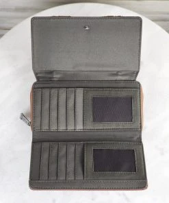 Montana West Brown Tooled Western Cowhide Wallet Wallets & Cardholders