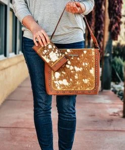 Montana West Concealed Carry Gold Metallic Cowhide Hobo Wallet & Handbag