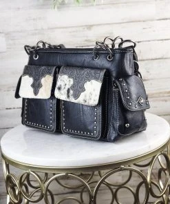 Montana West Handbags & Wallets Concealed Carry Jolene Black Cowhide Wallet & Satchel Handbag