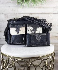 Montana West Handbags & Wallets Concealed Carry Jolene Black Cowhide Wallet & Satchel Handbag