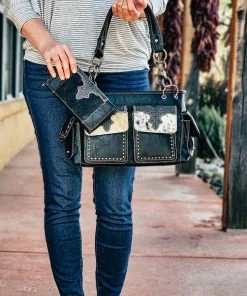 Montana West Handbags & Wallets Concealed Carry Jolene Black Cowhide Wallet & Satchel Handbag