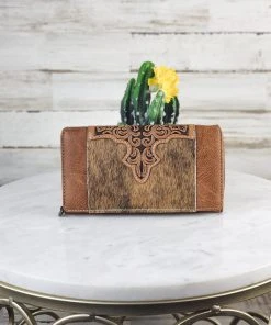 Montana West Concealed Carry Jolene Brown Cowhide Wallet & Satchel Handbag Handbags & Wallets