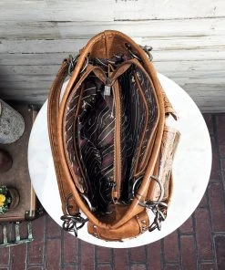 Montana West Concealed Carry Jolene Brown Cowhide Wallet & Satchel Handbag Handbags & Wallets