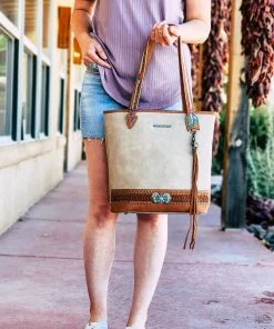 Montana West Concealed Carry Khaki Arrow Tote Handbag