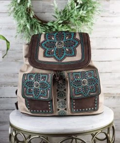 Montana West Concealed Carry Khaki Floral Backpack