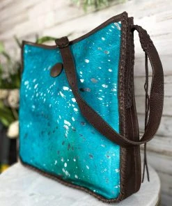 American Darling Handbags & Wallets Concealed Carry Metallic Aqua Cowhide Handbag