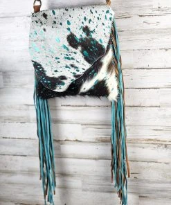 Myra Handbags & Wallets Concealed Carry Metallic Turquoise Cowhide Handbag