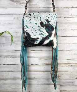 Myra Handbags & Wallets Concealed Carry Metallic Turquoise Cowhide Handbag