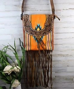 American Darling >> MEGA SALE << Concealed Carry Orange Aztec Fringe Handbag