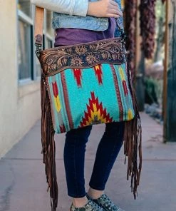 American Darling Concealed Carry Simple Days Turquoise Aztec Fringe Handbag