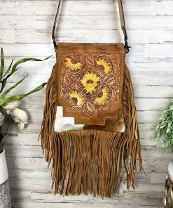 American Darling Concealed Carry Sunflower Tooled Fringe Handbag Handbags & Wallets
