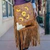 American Darling Concealed Carry Sunflower Tooled Fringe Handbag Handbags & Wallets