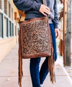 American Darling Concealed Carry Tad Bit Tooled Fringe Handbag Handbags & Wallets