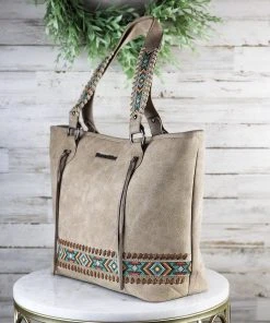 Montana West Concealed Carry Tan Embroidered Aztec Tote Handbag New Arrivals