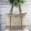 Montana West Concealed Carry Tan Embroidered Aztec Tote Handbag New Arrivals