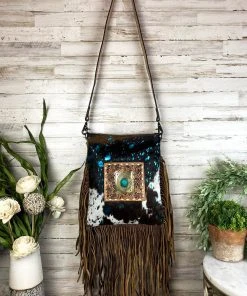 American Darling Concealed Carry Teal Acid Wash Fringe Handbag Handbags & Wallets